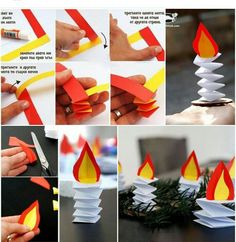 instructions for how to make a paper flame