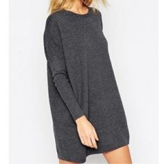 Nwot. Perfect Fall/Winter Sweater Dress. Works Great As A Maternity Dress As Well. Very Soft Fabric- 53% Polyester/47% Cotton. Please Not Actual Color Is A Bit Darker Than In The Cover Photo- More Gray-Black Than Gray! Garment Has Been Professionally Dry Cleaned And Ships Asap In Protective, Plastic Cover! Reasonable Offers Accepted! Gray Long Sleeve Sweater Dress For Fall, Gray Ribbed Sweater Dress For Winter, Gray Long Sleeve Ribbed Sweater Dress, Casual Gray Sweater Dress For Winter, Gray Knitted Sweater Dress For Fall, Fall Gray Knitted Sweater Dress, Oversized Long Sleeve Ribbed Sweater Dress, Oversized Ribbed Long Sleeve Sweater Dress, Cozy Gray Sweater Dress For Fall