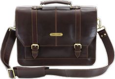 Style n Craft 392007 Portfolio Bag in Full Grain Dark Brown Leather - Front View Work Belt, Jean Belts, Dark Tan, Leather Briefcase, Dark Brown Leather, Top Grain Leather, Full Grain Leather, Laptop Bag, Dark Brown