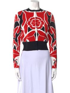 Alexander McQueen Cropped SweaterRedPrintedLong Sleeve with Crew NeckButton Closure at FrontFit:Knitwear by Alexander McQueen typically fit true to size. Vintage Holiday Dress, Coat Pant, Holiday Dresses, Sweater Accessories, Kids Design, Handbags On Sale, Vintage Tags, Crew Neck Sweater, Shop Earrings