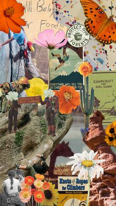 an altered collage with flowers and people