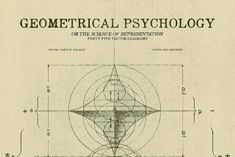 an old book with some drawings on the front and back cover that says, geometric psychology or the science of representation