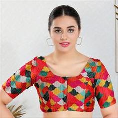 Multicolor color Blouse in Art Silk fabric with Thread work Red Colorful Pattern Blouse, Vibrant Colorful Printed Blouse, Fitted Multicolor Printed Blouse Piece, Color Blouse, Color Art, Thread Work, Casual Blouse, Silk Blouse, Silk Fabric