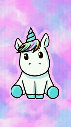 a unicorn with a rainbow mane sitting on top of a purple and blue tie dye background