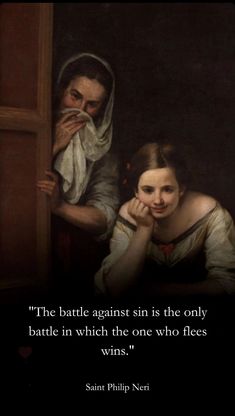 a painting with a quote about the battle against sin