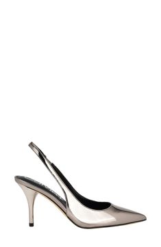 A pointy toe and tapered heel frame a lustrous metallic pump fashioned with a stretchy slingback strap for a secure fit. 2 3/4" heel Synthetic upper, lining and sole Imported Silver Slingback Pumps With Heel Strap For Evening, Silver Slingback Pumps With Heel Strap For Formal Occasions, Chic Silver Slingback Pumps For Evening, Metallic Heels With Padded Heel For Evening, Formal Silver Slingback Pumps With Heel Strap, Metallic Evening Heels With Padded Heel, Evening Metallic Heels With Padded Heel, Silver Ankle Strap Slingback Pumps For Gala, Chic Silver Slingback Sandals For Formal Occasions