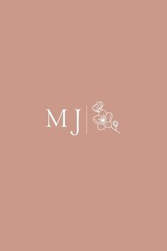 the j m logo is shown in white on a pink background with an image of flowers