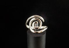 Sterling Silver Spiral Ring * 18 mm wide * slightly adjustable Spiral Ring With A Modern Twist For Formal Occasions, Modern Spiral Ring For Formal Occasions, Modern Spiral Rings For Formal Occasions, Elegant Silver Spiral Bypass Ring, Modern Spiral Rings As A Gift, Modern Spiral Rings As Gifts, Modern Sterling Silver Spiral Rings, Spiral Jewelry, Oxidised Silver Jewelry