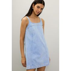 Blue (100% Cotton). Casual dress. Crew neck. Sleeveless. Back zipper closure. 34.5" from shoulder to hemline. Imported. Cotton Casual Dress, Rent The Runway, Closet Designs, Tall Girl, Wardrobe Essentials, Shift Dress, Madewell, Casual Dress, Comfort Fit