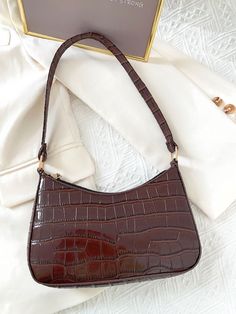 Bag For Love - Croc Embossed Baguette Bag - Women Shoulder Bags Product Description Color Coffee Brown Pattern Type Crocodile Style Elegant Bag Size Small Quantity 1 piece Type Baguette Bag Composition 100% Polyester Material PU Leather Size Chart INCH CM Size Bag Width Bag Height Bag Length one-size 2 5.5 9.1 Size Bag Width Bag Height Bag Length one-size 5 14 23 Similar Products h2 { text-align: center; } .red-box { width: 100%; display: flex; flex-direction: row; flex-wrap: wrap; justify-conte Aesthetic Purse, Classy Purses, Purse Outfit, Beige Purses, Stylish Handbags, Elegant Bags, Color Coffee