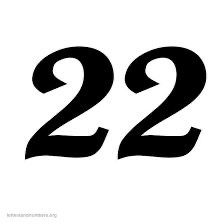 the number twenty two is shown in black on a white background, and it appears to be 22