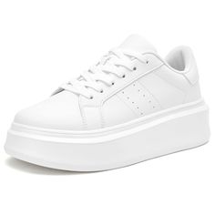 a white sneaker with platform soles on top