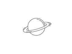 the planet saturn drawn in one line on a white background with space and stars around it