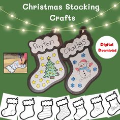 christmas stocking crafts for children to color and cut out with the word'poxton charles '