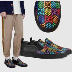 Designer: Gucci Condition: Authentic And Brand New Style Name / Number: 'Dublin', 610080 H2020 1101 Material: Supreme Canvas Upper, Leather Detail & Lining, Rubber Sole Unique Features: Gg Pshychedelic Mens Slip-On Sneakers. A Whimsical Take On Historic Gg Pattern. Monogram Motif Is Mixed With Colorful Hued Stars. Black Loop At The Heel. Elastic Inserts. 2020 Collection Color: Black / Multi, Please Note That Color Appearance May Vary Depending On Your Monitor Settings Measurements: Please Ask Fo Designer Slip-on Sneakers With Round Toe, Designer Multicolor Sneakers With Rubber Sole, Designer Slip-on Sneakers With Branded Insole, Designer Calf Leather Slip-on Sneakers, Casual Gucci Custom Sneakers With Logo Print, Multicolor Gucci Sneakers With Rubber Sole, Gucci Multicolor Sneakers With Rubber Sole, Gucci Multicolor Sneakers With Round Toe, Gucci Leather Slip-on Sneakers