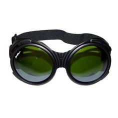 a pair of goggles with green tinted lenses