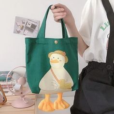 Super Cute Duck Handbag. Canvas/Plush Material. New. Cute Green Pouch Shoulder Bag, Playful Spring Shoulder Bag For Daily Use, Playful Shoulder Bag For Daily Use In Spring, Casual Yellow Canvas School Bag, Trendy Green Pouch Canvas Bag, Cute Yellow Satchel Bag, Green Tote Satchel For School, Cute Yellow Pouch Shoulder Bag, Green Bucket Shoulder Bag For School