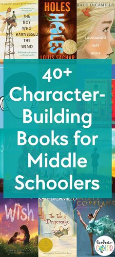 four books with the title, 40 character building books for middle schoolers