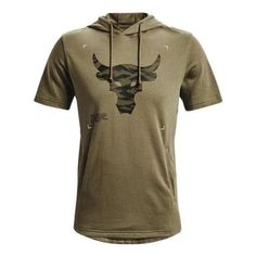 Under Armour Project Rock Terry Short Sleeve Hoodie 'Green' 1370465-361 Hoodie Green, Short Sleeve Hoodie, Fashion Performance, Stylish Sneakers, Under Armour, Sneakers, Green