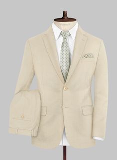 Stand out in style with our Marco Stretch Light Beige Wool Suit. Crafted with precision from luxurious Superfine 150's Wool, this extraordinary fabric features a refined solid pattern complemented by an elegant beige hue. It seamlessly combines comfort and extravagance, making it the perfect choice for a polished office ensemble or a casually sophisticated weekend look.   Look Includes   Marco Stretch Light Beige Wool Fabric  Two Button Jacket Style  Notch Lapel  Corozo Beige Buttons  Single Ven Linen Tuxedo, Black Tuxedo Shirt, Brown Tweed Suit, Grey Tweed Suit, Seersucker Suit, Tweed Pants, Fall Winter Jacket, Herringbone Jacket, Tweed Trousers