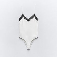 Never Worn Fits More Like Small/Medium Adjustable Straps White Fitted Cami Bodysuit, Elegant Summer Cami Bodysuit, Black Lace Trim Bodysuit For Summer, White Stretch Bodysuit With Lace Trim, Spring White Bodysuit With Lace Trim, Spring White Lace Trim Bodysuit, White Lined Summer Top, Zara White Bodysuit For Summer, Zara White Fitted Bodysuit