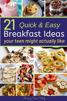 the cover of 21 quick and easy breakfast ideas you're might actually like to eat