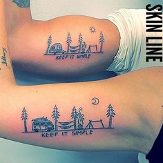 two people with tattoos on their arms that say keep it simple and keep it simple