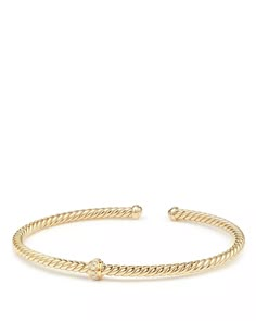 David Yurman - Renaissance Center Station Bracelet with Diamonds in 18K Gold Classic Yellow Gold Diamond Bangle Bracelet, Gold Ring Bracelet, Bracelet With Diamonds, Gold Pearl Jewelry, Station Bracelet, Hippie Rings, Preppy Jewelry, Bolo Bracelet, Jewelry Tattoo