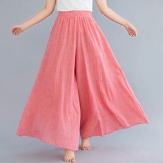 Elevate your casual flair with these ankle-length Pantskirts!! Their vibrant blue hue and crinkled wide-leg design deliver a playful yet sophisticated silhouette, perfect for those who adore comfort without compromising on style. The elastic waistband ensures a snug, flexible fit for all-day wear. Make a bold statement with every stride! Summer Pants Women, Casual Summer Pants, Culotte Pants, Fall Winter Dresses, Summer Linen, Wide Leg Linen Pants, Dress Store, Ankle Length Pants, Loose Pants