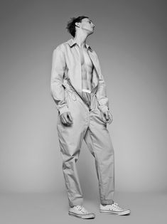 Marko-&-Egon-by-Pierre-Debusschere_fy6 Pierre Debusschere, Lotta Volkova, Simple Photography, Men Mode, Jumpsuit Men, Designer Jumpsuits, Comme Des Garcons Shirt, Boiler Suit, Bowling Shirts