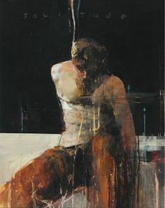 an abstract painting of a woman sitting on a chair