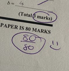 a piece of paper that has some type of writing on it with the words total 6 marks and paper is 80 marks