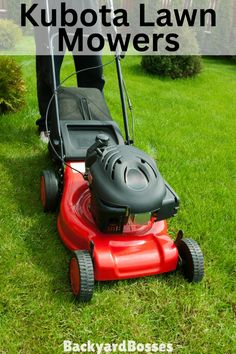 a lawn mower sitting in the grass with text overlay that reads how to use a kubota lawn mower