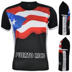 Thank you for shopping - JLGUSA Puerto Rico Fans Features: Puerto Rico Tee Jersey Cool Max Polyester PR T-Shirts NEW Puerto Rico T-shirt by JLGUSA Available in Black, Red, Royal Blue, White and Hot Pink 100% Polyester Short-Sleeve T-Shirts Puerto Rico flag Sublimated across the front Puerto Rico writing on the sides Adult Standard Fit GREAT VALUE - WITH FAST SHIPPING Please contact us if you have any question or concern we will be happy to assist you. We take pride in your order, you should expe Short Sleeve Flag Print Top For Streetwear, Flag Print Short Sleeve Top For Streetwear, Short Sleeve Tops With Flag Print For Streetwear, Red Crew Neck T-shirt With Flag Print, Black Crew Neck T-shirt With Flag Print, Casual Black Top With Flag Print, Casual Black Shirt With Flag Print, Flag Print Graphic Tee With Crew Neck, Graphic Tee With Flag Print And Crew Neck