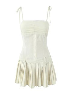 Starlit Affair // Cream Dress Party Dress Summer, Pleated Mini Dress, Sling Dress, Dresses Lace, Summer Party Dress, Lace Fashion, Versatile Dresses, Bustiers, Cream Dress