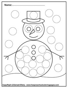 a snowman with polka dot dots on it's face is shown in this coloring page