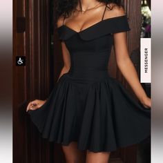 Worn A Few Hours Xs Frill Mini Dress, Black Off Shoulder, Club Party Dresses, Backless Mini Dress, Mini Dresses For Women, Mini Cocktail Dress, Looks Chic, Dress For Women, Mini Dress Party