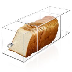 a loaf of bread in a clear plastic container