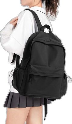 Functional Backpack, Classic Backpack, Drawstring Backpack, Minimalist Design, Backpacks, Size Medium, Zipper, Pattern, Black