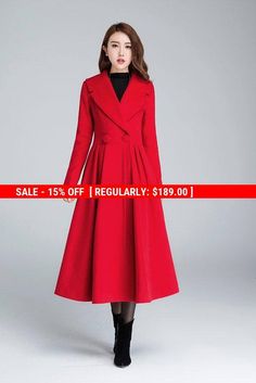 Custom made princess coat A-line Winter Outerwear For Party, A-line Outerwear For Winter Party, Fitted A-line Wool Coat For Spring, Fitted A-line Spring Wool Coat, Spring A-line Fitted Wool Coat, Pleated Coat, Long Wool Coat Women, Fit And Flare Coat, Coat Elegant