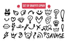 graffiti set of graffiti sprayy font and symbols on white background with red tagline