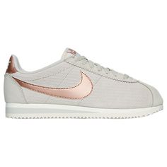 Women's Nike Cortez Leather Lux Casual Shoes (I want the black shoe with rose gold swoosh) Casual Fashion Trends, Casual Shoes Outfit, Black Nike Shoes, Nike Shoes Outfits, Summer Sneakers, Nike Shoes Women