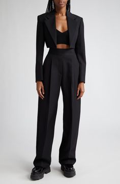 Alexander Wang Wool Crop Tuxedo Blazer | Nordstrom Women Wedding Tuxedo, Formal Coats For Women Wedding, Tuxedo Blazer Women, Crop Blazer Outfit, Cropped Blazer Outfit, Womens Tailored Suit, Secret Wedding