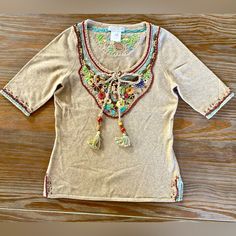 Nwot. Larock Embroidery Bohemian Sweater. Never Worn. Beautiful Embroidery With Wood Beads And Felt. 70% Cotton / 30% Cashmere. Size S Bohemian Embroidered Top For Fall, Fitted Bohemian Embroidered Top For Fall, Bohemian Tops With Embroidered Hem For Festivals, Bohemian Festival Top With Embroidered Hem, Fall Festival Multicolor Embroidered Top, Fall Festival Embroidered Top With Multicolor Embroidery, Multicolor Embroidered Top For Fall Festival, Bohemian Tops With Multicolor Embroidery, Bohemian Tops With Multicolor Embroidery And Embroidered Hem