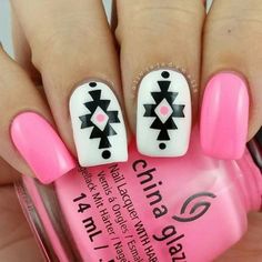 Toenails Designs, Aztec Nail Art, Pink Wednesday, Indian Nails, Aztec Nails, Nagel Design, China Nails