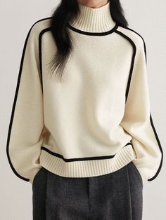 Plain Regular Fit Crew Neck Urban Long Sleeve Jacket | stylewe Loose Jumper, Loose Pullover, Estilo Chic, Cashmere Turtleneck, 가을 패션, Knitted Pullover Sweaters, Outfit Casual, Amelie, Look Chic