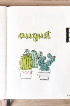 Need a new monthly cover idea for your bullet journal?? Check out these super cute August examples for inspo! Bujo August Cover, May Journal Cover, August Bullet Journal Cover Easy, August Calendar Ideas, Monthly Bullet Journal Ideas, August Drawings, May Journal Ideas, Month Doodles, Journal Month Page