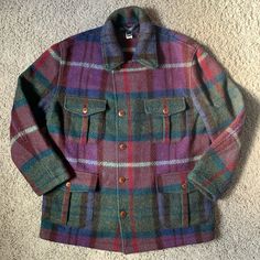 Features 100% Wool Material, Tartan Plaid Pattern, 4 Front Pockets, And Polo Ralph Lauren Branded Buttons Vintage From The 70’s Made In The Usa By Polo Ralph Lauren Tagged As A Size Small Multi Colored Tartan Plaid In Great Shape For Age Blue Spread Collar Outerwear For Fall, Blue Outerwear With Spread Collar For Fall, Ralph Lauren Single Breasted Outerwear For Fall, Ralph Lauren Outerwear With Welt Pockets And Lapel Collar, Ralph Lauren Wool Sport Coat For Fall, Ralph Lauren Outerwear With Lapel Collar And Welt Pockets, Ralph Lauren Long Sleeve Outerwear With Welt Pockets, Multicolor Winter Outerwear With Patch Pockets, Multicolor Collared Outerwear With Pockets