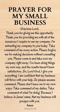 the prayer for my small business