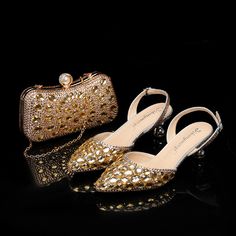 Step into elegance and glamour with our Champagne Colored Rhinestone-Embellished Electroplated Ladies' Evening Shoes. These exquisite shoes are designed to make a statement at any formal occasion or special event. The champagne color adds a touch of sophistication, while the unique shape and dazzling rhinestone embellishments create a truly eye-catching look. Crafted with attention to detail and quality, these shoes are sure to elevate your style and leave a lasting impressionColor: CoffeeProduc Evening Formal Wedding Shoes With Rhinestones, Gold Pointed Toe Heels With Bling, Glamorous Evening Wedding Shoes With Rhinestones, Glamorous Rhinestone Wedding Shoes, Glamorous Rhinestone Wedding Shoes For Evening, Gold Flat Heel Wedding Shoes For Formal Occasions, Elegant Gold Heels With Rhinestones, Gold Wedding Shoes With Rhinestones For Party, Gold Wedding Shoes With Rhinestones